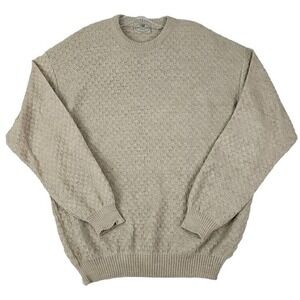 Pronto Uomo Sweater Men's 54/XL Beige Knit Linen/Cotton Made in Italy Vntg. 90s.